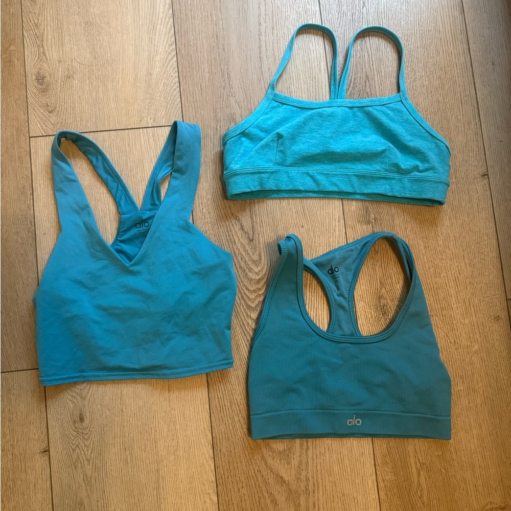 Alo Yoga Blue Sports Bra Set